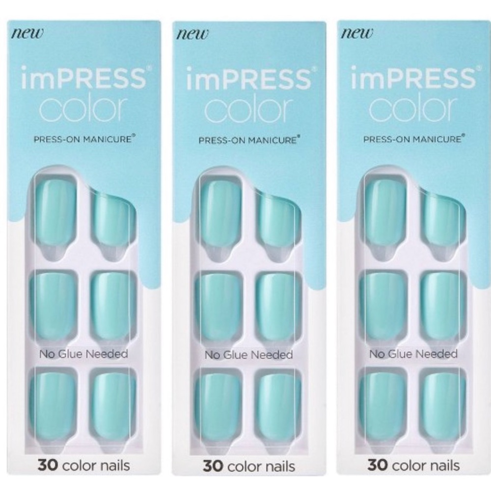 Kiss ImPress Color Press On Short Length Mint to Be Nails x 3